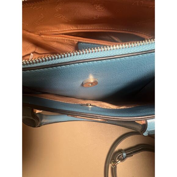 Brangio Italy Millionaire Double Layer Crystal Engraved Matte Satchel Ocean Blue - Picture 12 of 16